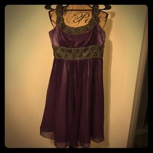 Adrianna Papell 4 DB Bridesmaid Beaded Silk Dress